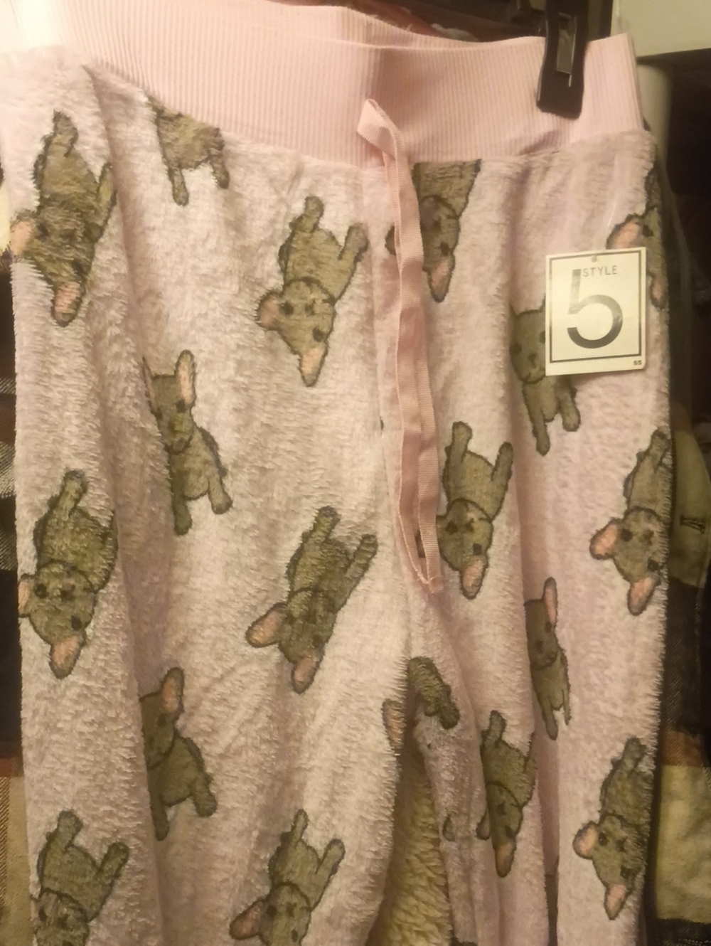 Plush Pink Puppy-Print Pajama Pants